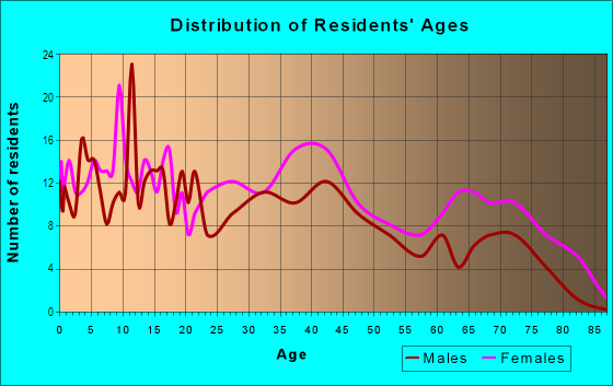 Age and Sex of Residents in 63rd St Discount Shopping in Philadelphia, PA