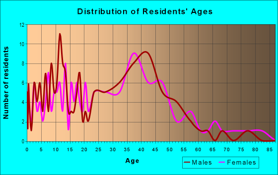 Age and Sex of Residents in Downtown Willow Grove in Willow Grove, PA
