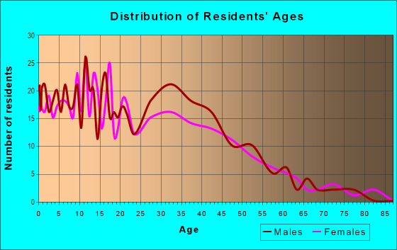 Age and Sex of Residents in North Cliff in Dallas, TX