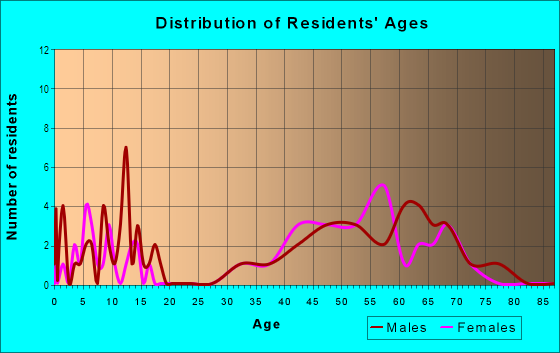 Age and Sex of Residents in Pirates Beach in Galveston, TX