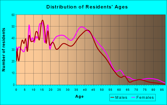 Age and Sex of Residents in Towne Centre Village in Mesquite, TX