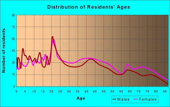 Age and Sex of Residents in Maedgen in Lubbock, TX