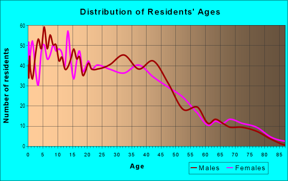 Age and Sex of Residents in Hacienda/Glendora Commercial District in La Puente, CA