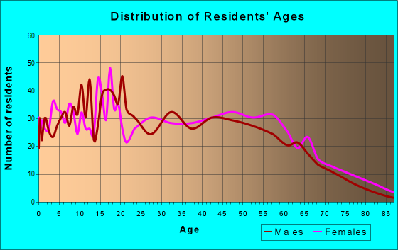 Age and Sex of Residents in Hidden Valley in Houston, TX