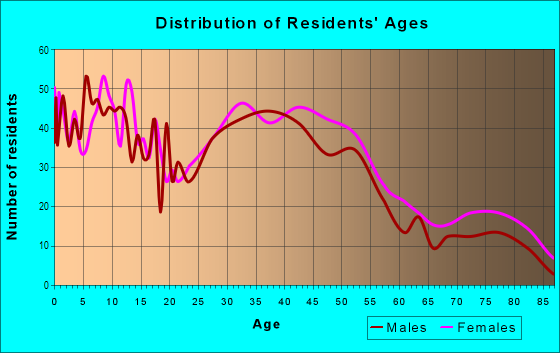 Age and Sex of Residents in Central Meadowbrook in Fort Worth, TX