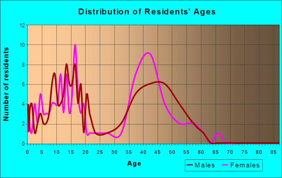 Age and Sex of Residents in Country Brook in Mesquite, TX