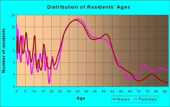 Age and Sex of Residents in Bryker Woods in Austin, TX