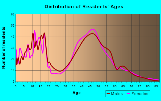 Age and Sex of Residents in Shady Hollow in Austin, TX