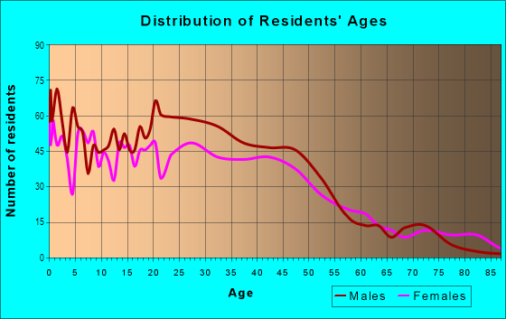 Age and Sex of Residents in Ryan Place in Fort Worth, TX