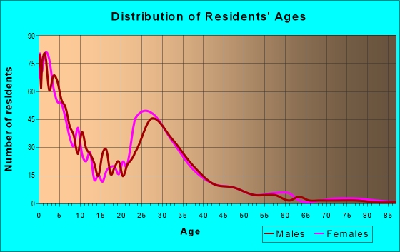 Age and Sex of Residents in Mud Hole in Pleasant Grove, UT