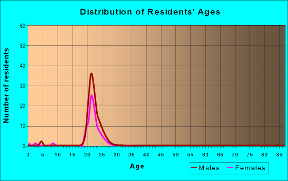 Age and Sex of Residents in Houston/Harrell in Blacksburg, VA