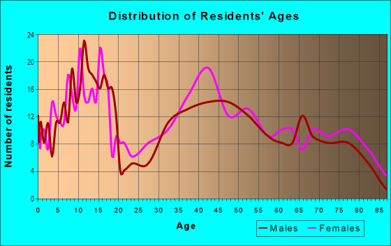 Age and Sex of Residents in Copper Hills in Yucca Valley, CA