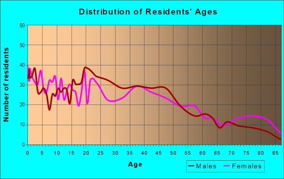 Age and Sex of Residents in Downtown in Centralia, WA