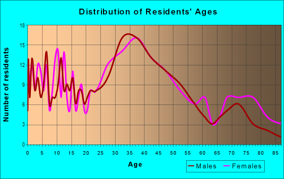 Age and Sex of Residents in Downing in San Jose, CA