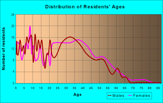 Age and Sex of Residents in Rio Seco in Canyon Country, CA