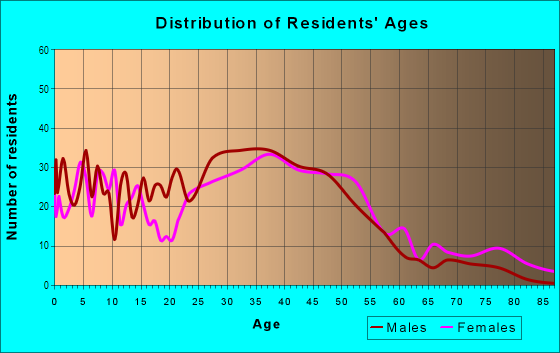 Age and Sex of Residents in Downtown in Novato, CA