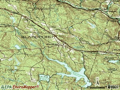 Blandford topographic map