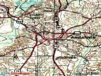 Andalusia topographic map