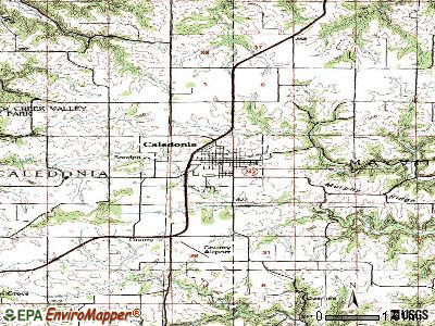 Caledonia topographic map