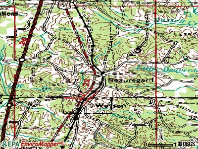 Beauregard topographic map