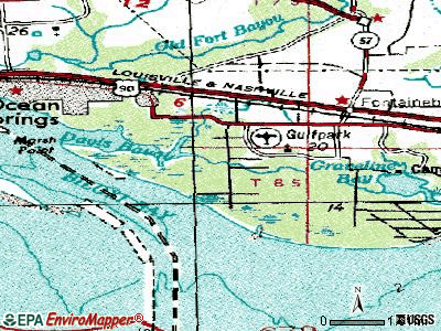 Gulf Park Estates topographic map