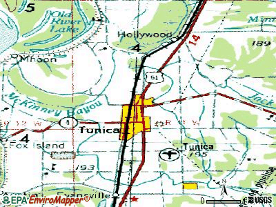 North Tunica topographic map