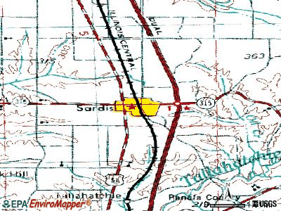 Sardis topographic map