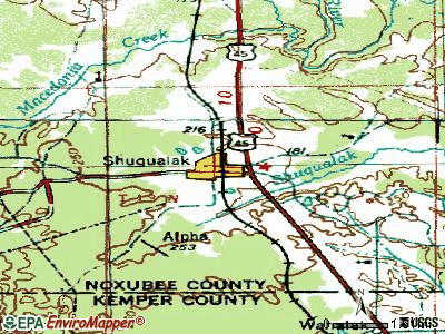 Shuqualak topographic map