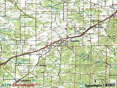 Bourbon topographic map