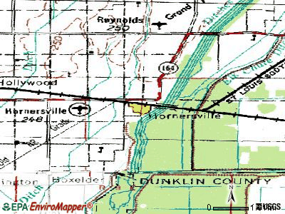 Hornersville topographic map
