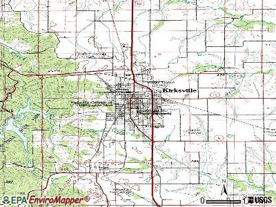 Kirksville topographic map. Birthplace of: Geraldine Page - (1924-1987), 