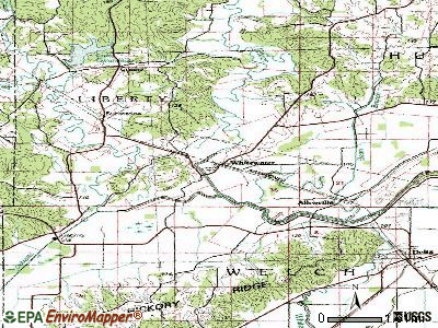 Whitewater topographic map