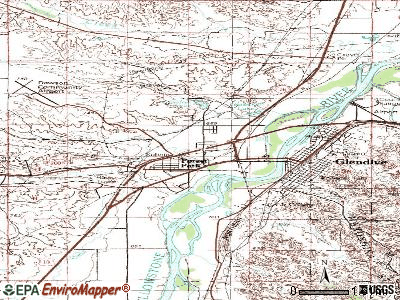 West Glendive topographic map