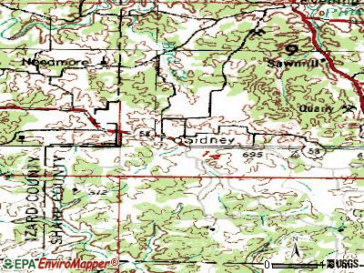 Sidney topographic map