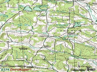 Lebanon topographic map