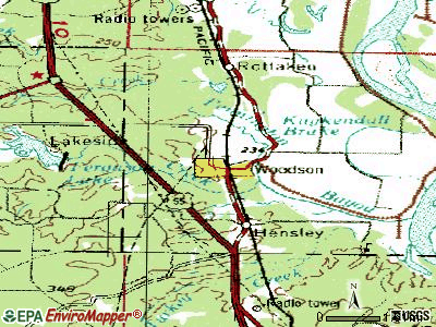 Woodson topographic map
