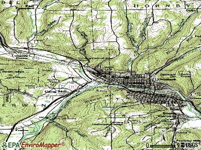 Painted Post topographic map