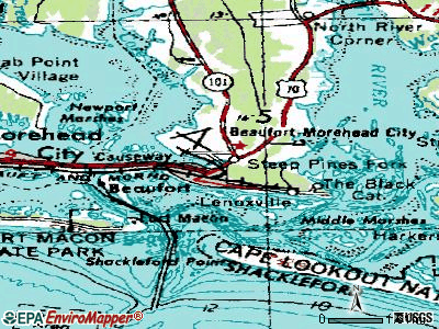 Beaufort topographic map
