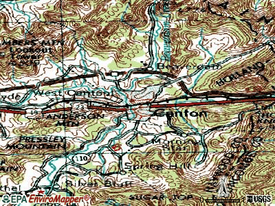 Canton topographic map