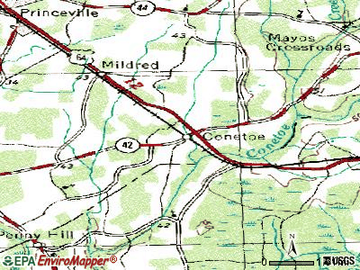 Conetoe topographic map