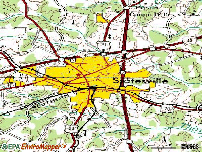 Statesville topographic map. Birthplace of: Dion Dacons - College basketball 