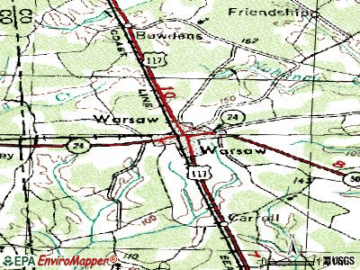 Warsaw topographic map