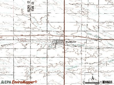 Belfield topographic map