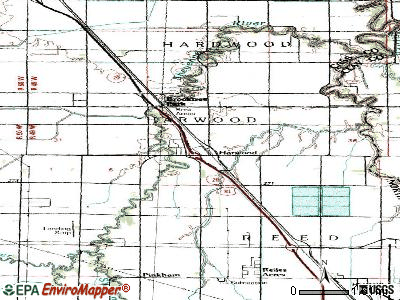 Harwood topographic map