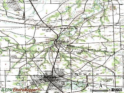 Milan topographic map