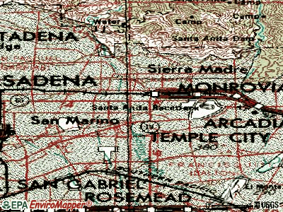 East Pasadena topographic map