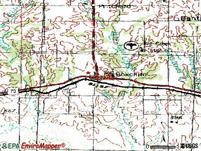 Bokchito topographic map