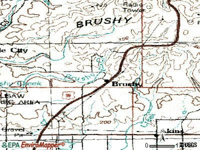 Brushy topographic map
