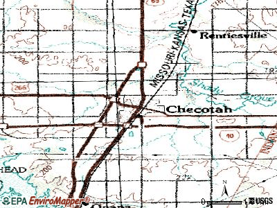 Checotah topographic map