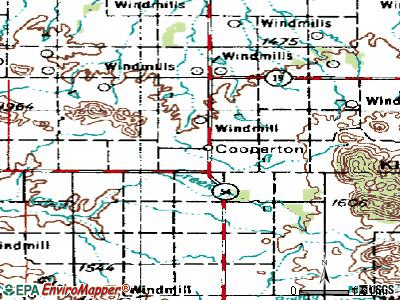Cooperton topographic map